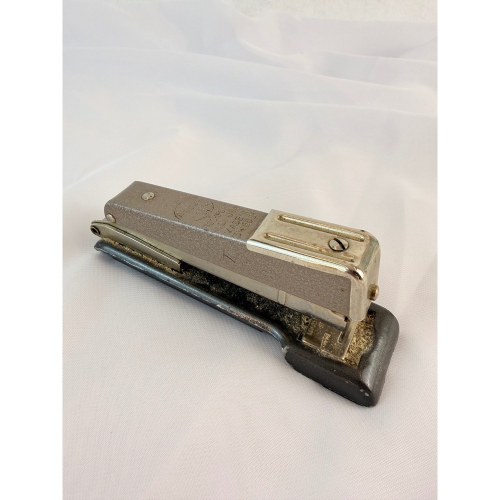 Vintage Apsco A 4004 SR Stapler Made in Sweden Grey Chrome Industrial Office